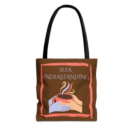 Tote Bag (Brown) | Understanding | Design for Book Lovers, Students, Teachers, Gifts, Everyday Use