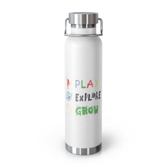 Water Bottle, Insulated Drink Container (white, black) | Play Explore Grow