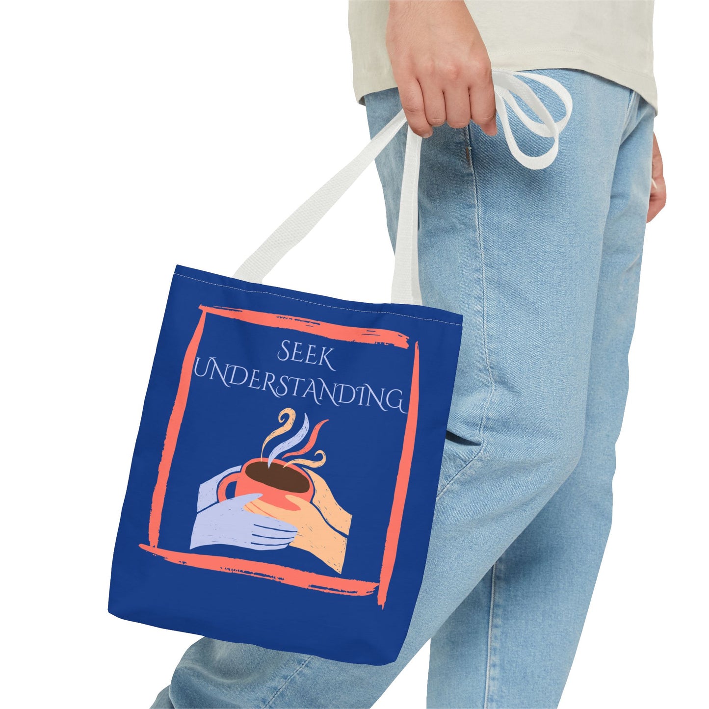 Tote Bag (Blue) | Understanding | Design for Book Lovers, Students, Teachers, Gifts, Everyday Use