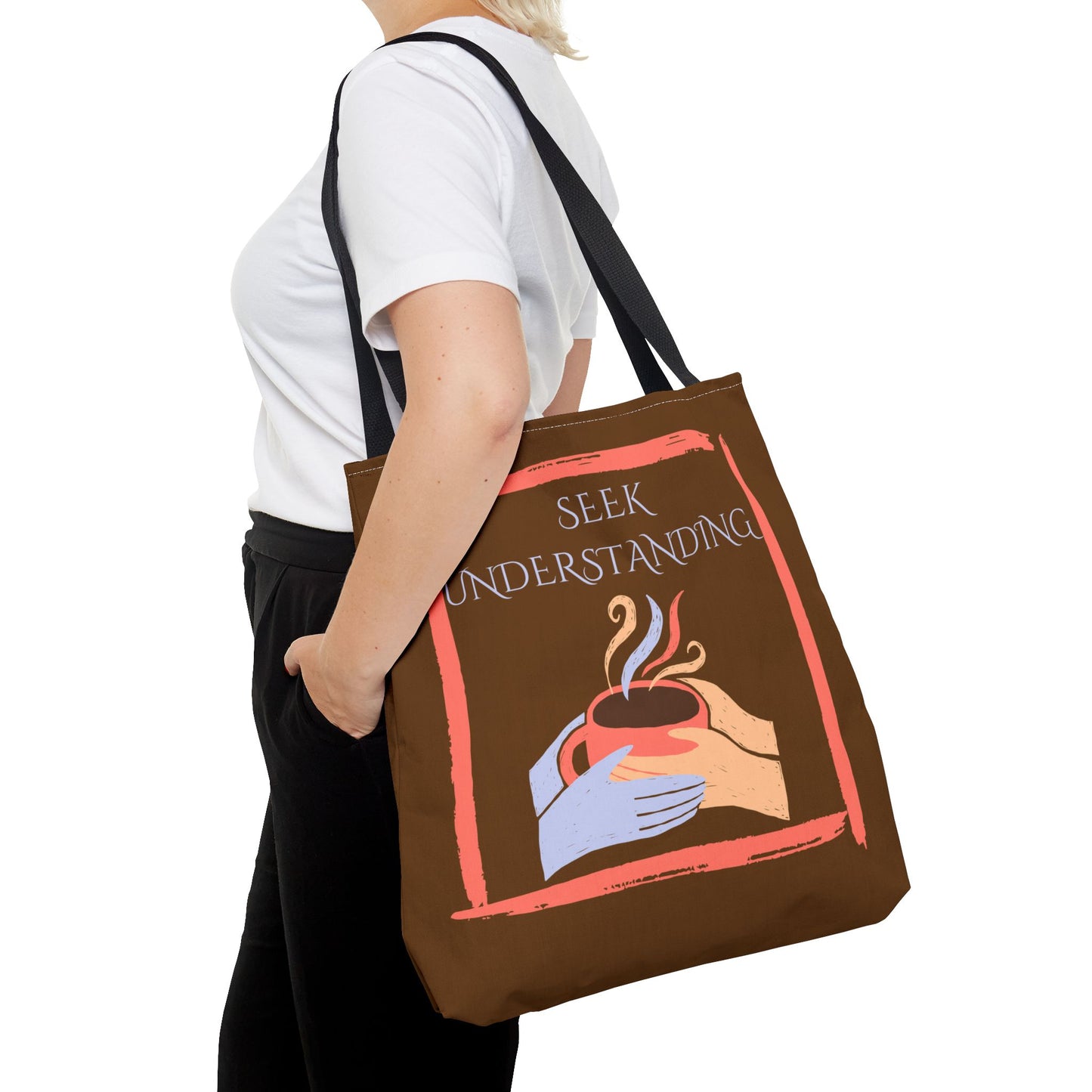 Tote Bag (Brown) | Understanding | Design for Book Lovers, Students, Teachers, Gifts, Everyday Use
