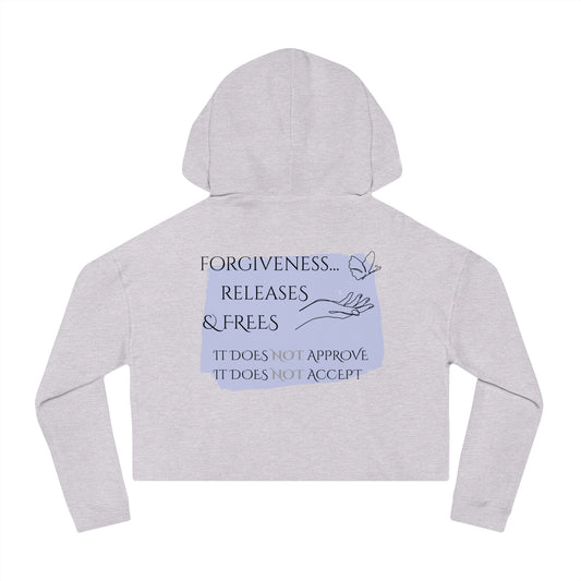 Women’s Cropped Hooded Sweatshirt | Forgiveness (Back print)