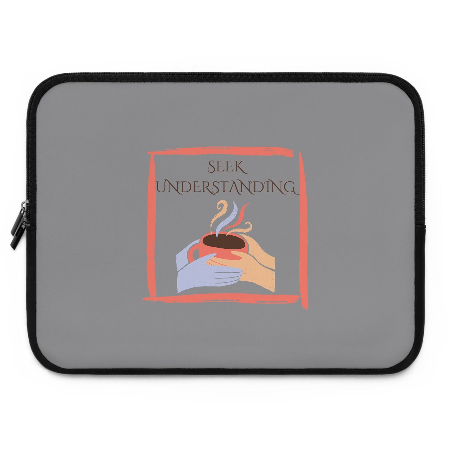 Laptop Sleeve (Grey) | Understanding | Stylish Tech Case, Gift for Students, Writers, Creatives, Gender-Neutral Design, Unique Laptop Pouch