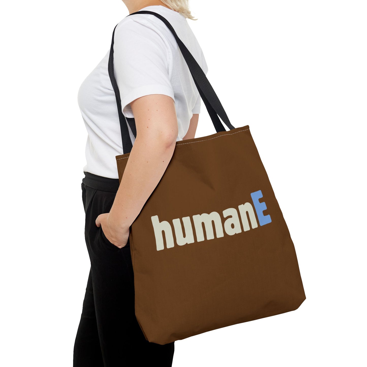 Tote Bag (Brown) | humanE | Design for Book Lovers, Students, Teachers, Gifts, Everyday Use