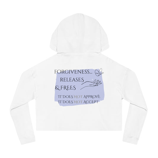 Women’s Cropped Hooded Sweatshirt | Forgiveness (Back print)