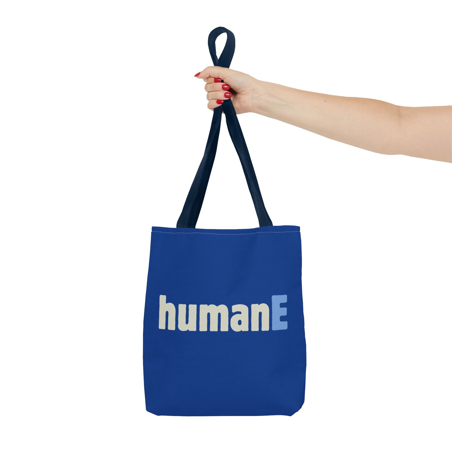 Tote Bag (Blue) | humanE | Design for Book Lovers, Students, Teachers, Gifts, Everyday Use