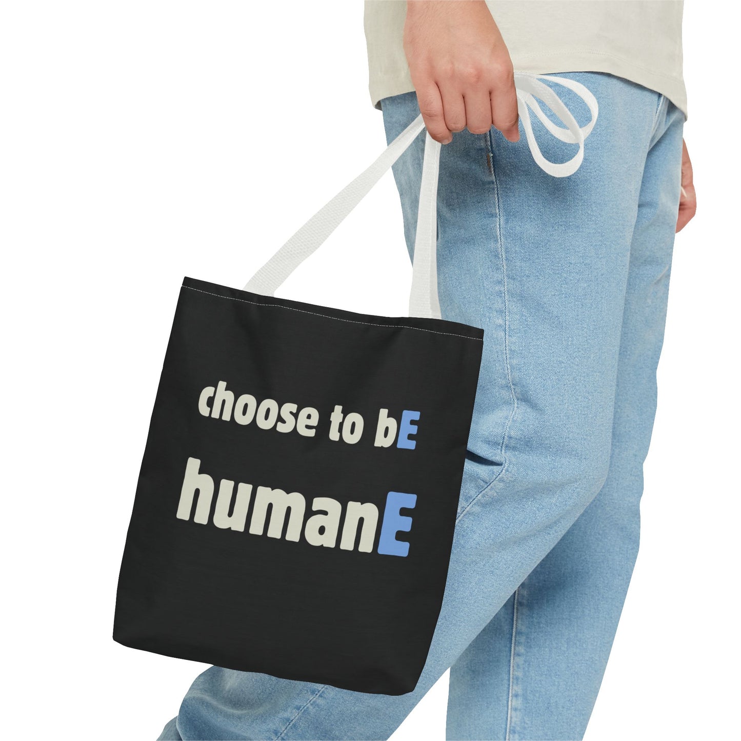 Tote Bag (Black) | Choose to bE humanE | Design for Book Lovers, Students, Teachers, Gifts, Everyday Use