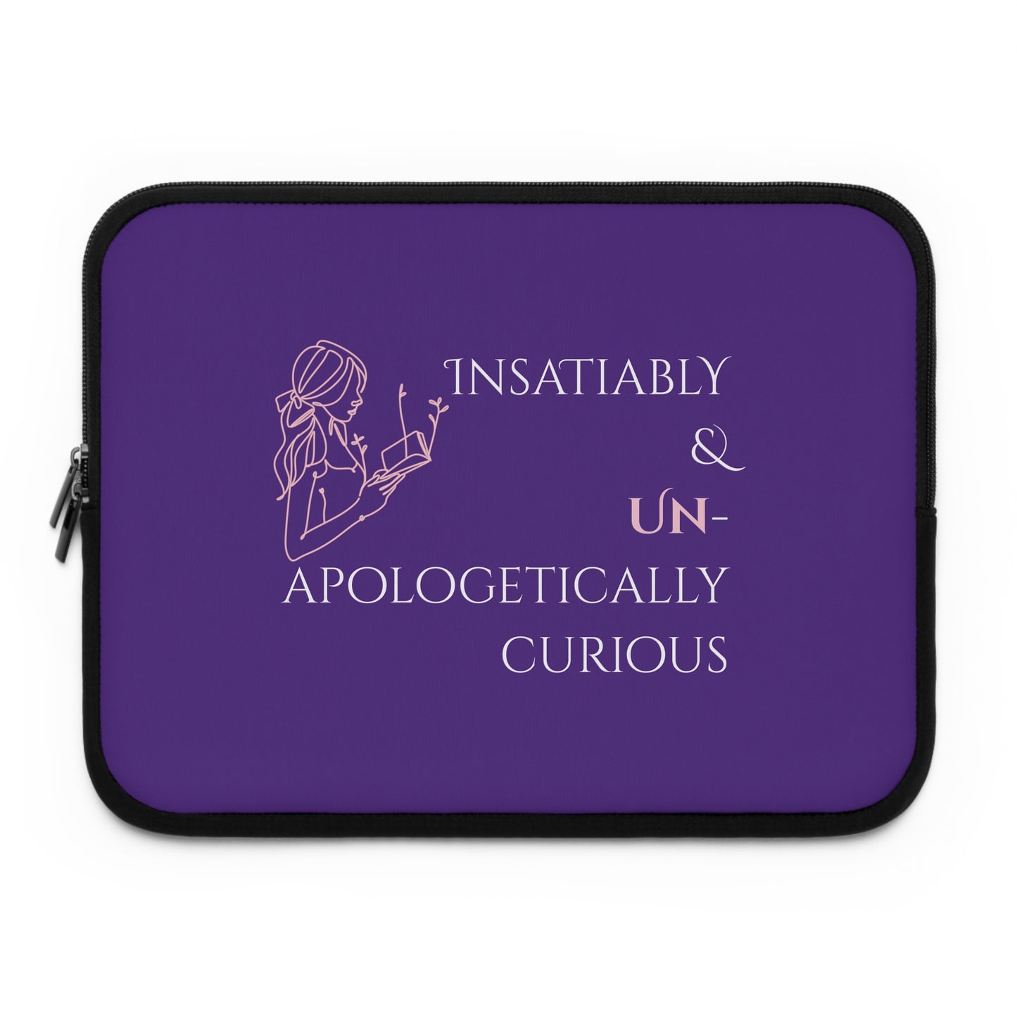 Laptop Sleeve (Purple) | Insatiably Curious | Stylish Tech Case, Gift for Students, Writers, Creatives, Unique Laptop Pouch