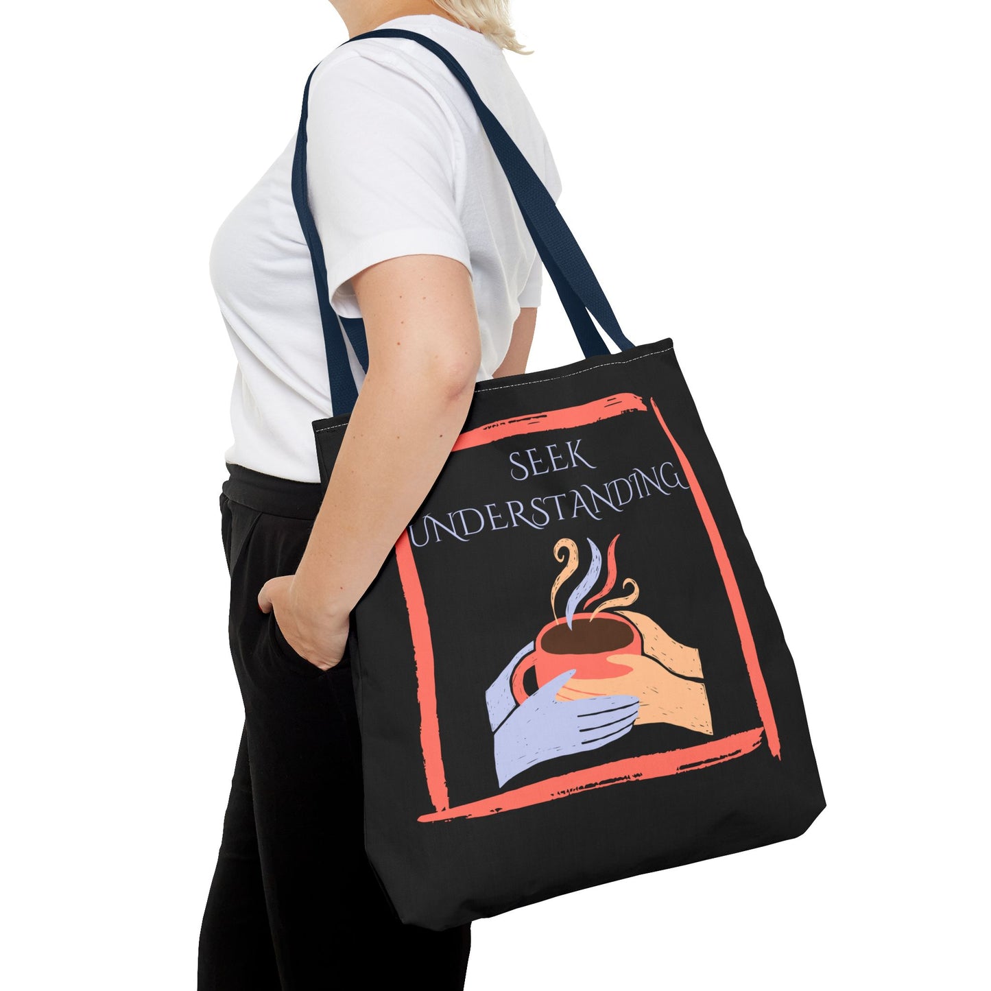 Tote Bag (Black) | Understanding | Design for Book Lovers, Students, Teachers, Gifts, Everyday Use
