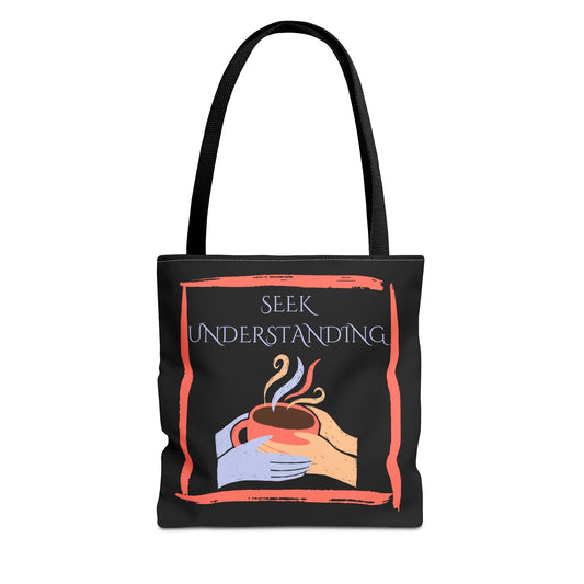 Tote Bag (Black) | Understanding | Design for Book Lovers, Students, Teachers, Gifts, Everyday Use