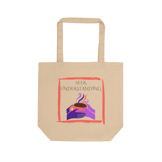 Eco-Friendly Tote Bag (Natural & Black) - Understanding | Reusable Shopping Bag, Beach Bag, Gift Bag, Grocery Tote