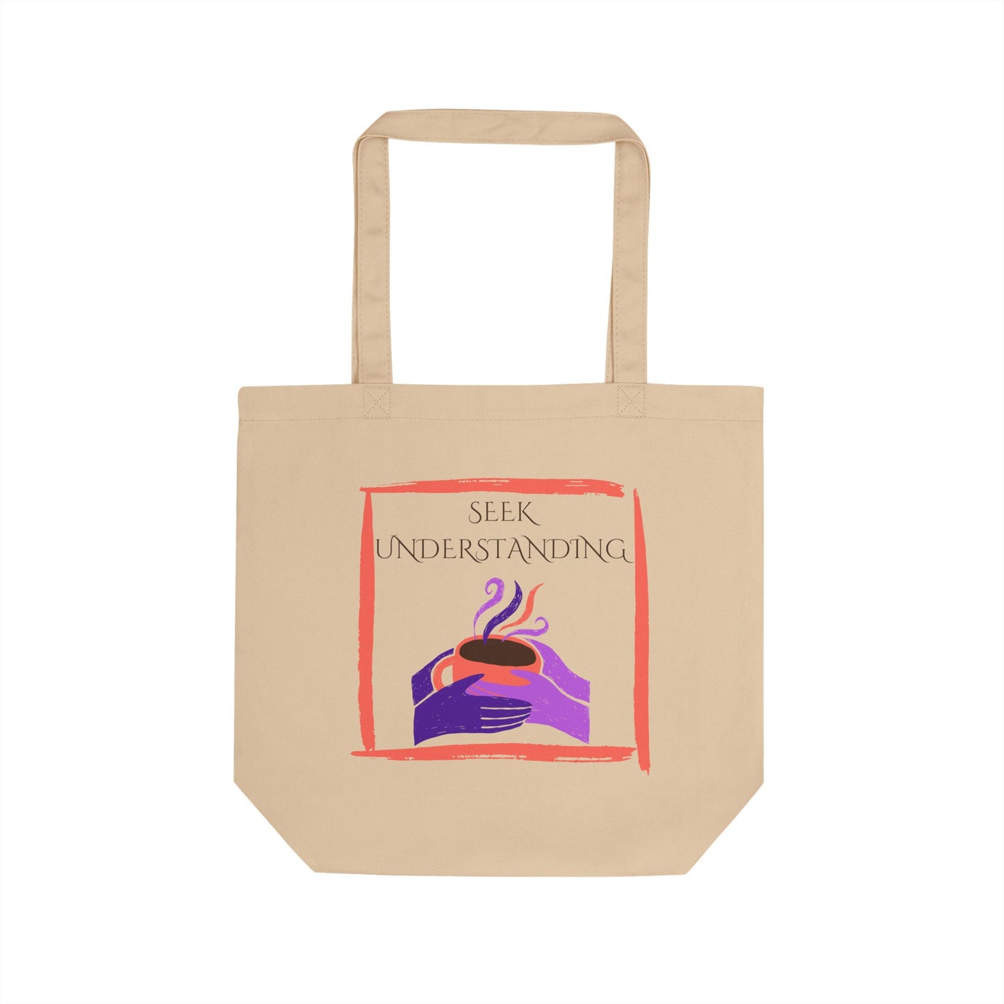 Eco-Friendly Tote Bag (Natural & Black) - Understanding | Reusable Shopping Bag, Beach Bag, Gift Bag, Grocery Tote