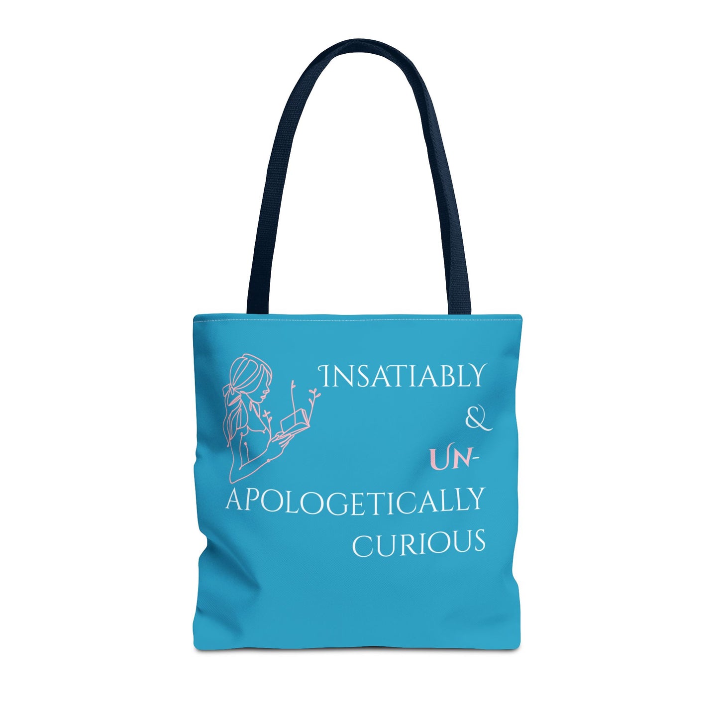 Tote Bag (Teal) | Insatiably Curious | Design for Book Lovers, Students, Teachers, Gifts, Everyday Use