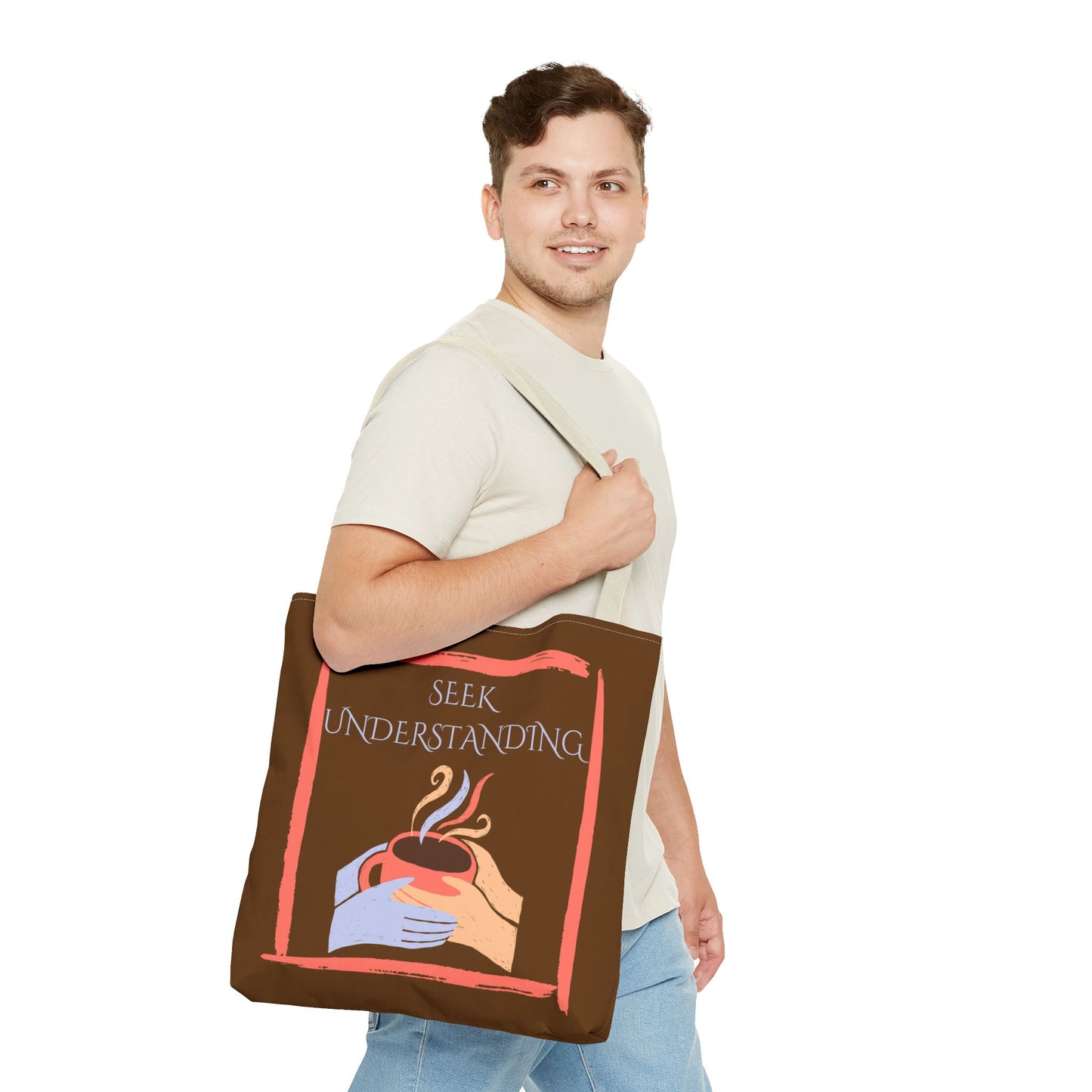 Tote Bag (Brown) | Understanding | Design for Book Lovers, Students, Teachers, Gifts, Everyday Use