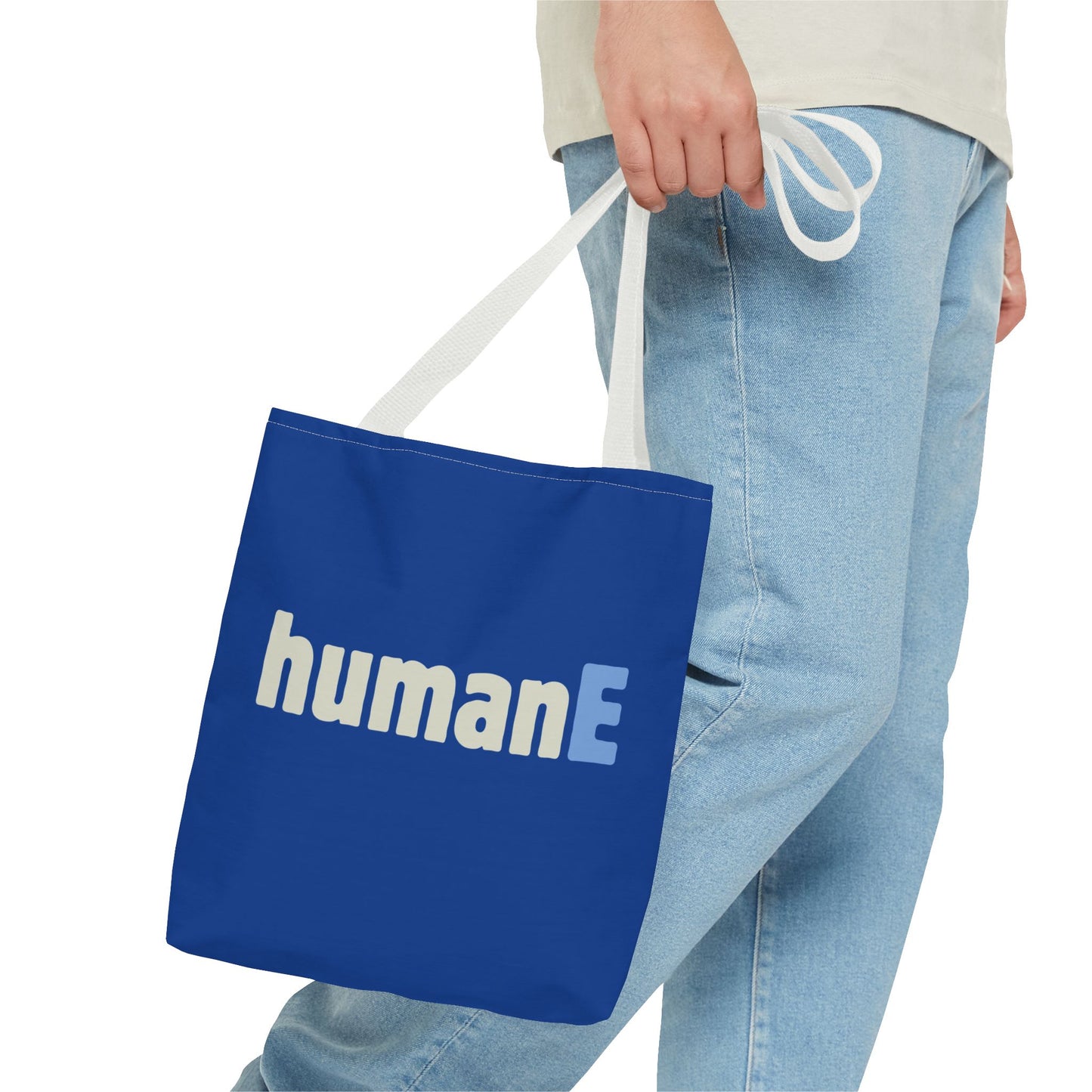 Tote Bag (Blue) | humanE | Design for Book Lovers, Students, Teachers, Gifts, Everyday Use