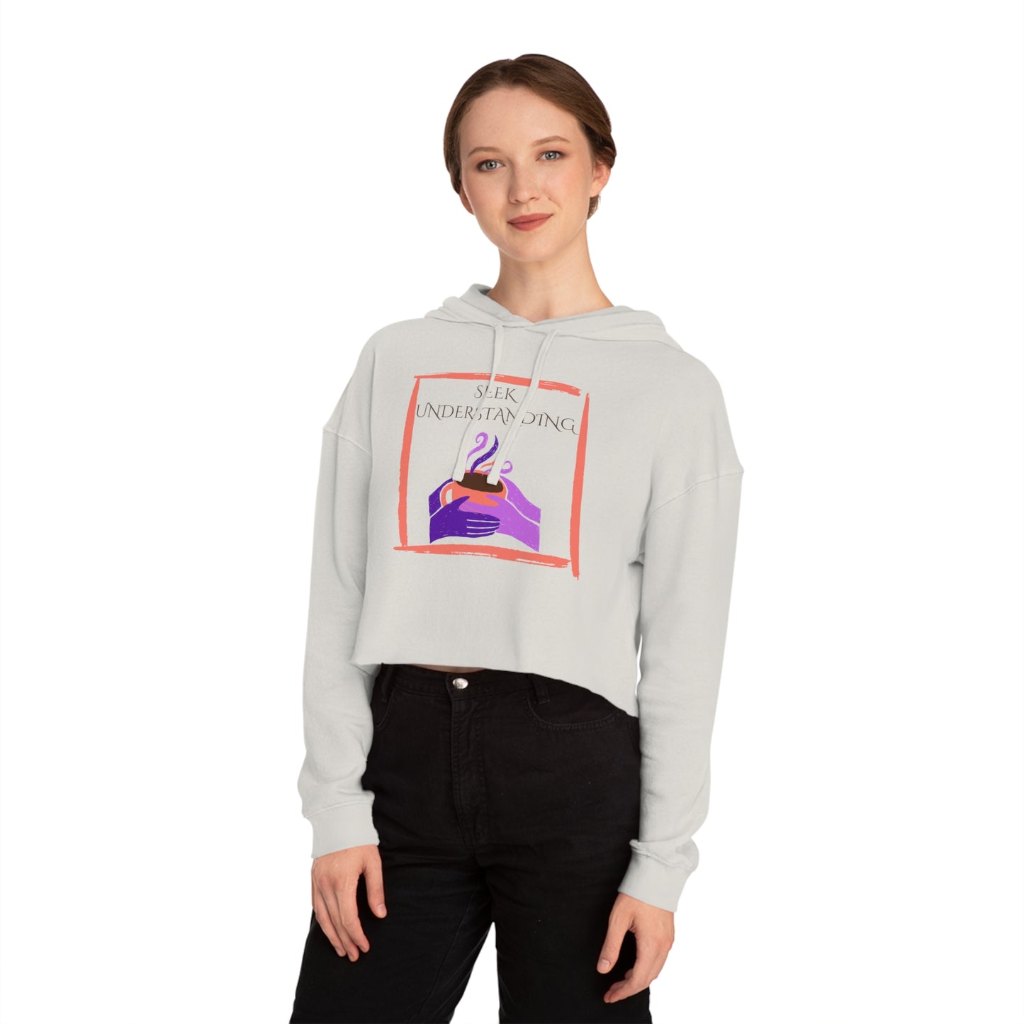 Women’s Cropped Hooded Sweatshirt | Understanding (Front print)