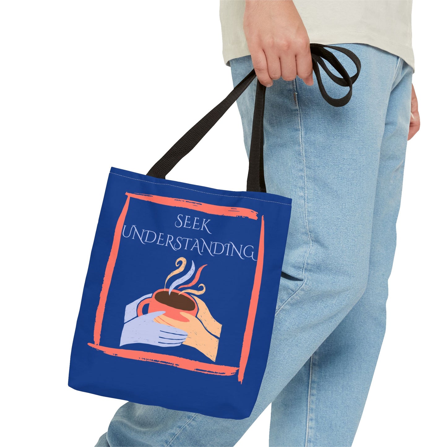 Tote Bag (Blue) | Understanding | Design for Book Lovers, Students, Teachers, Gifts, Everyday Use