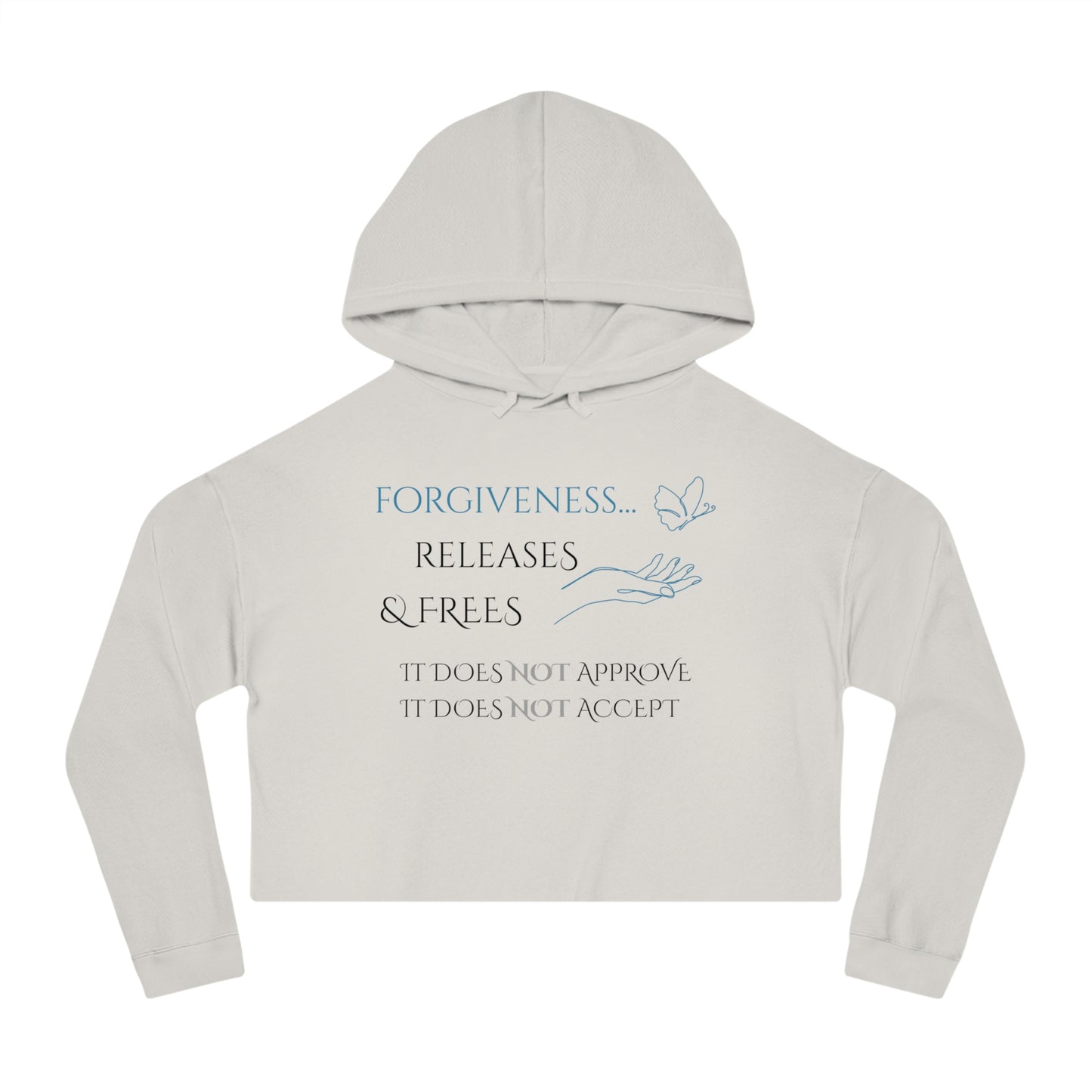 Women’s Cropped Hooded Sweatshirt | Forgiveness (Front print)