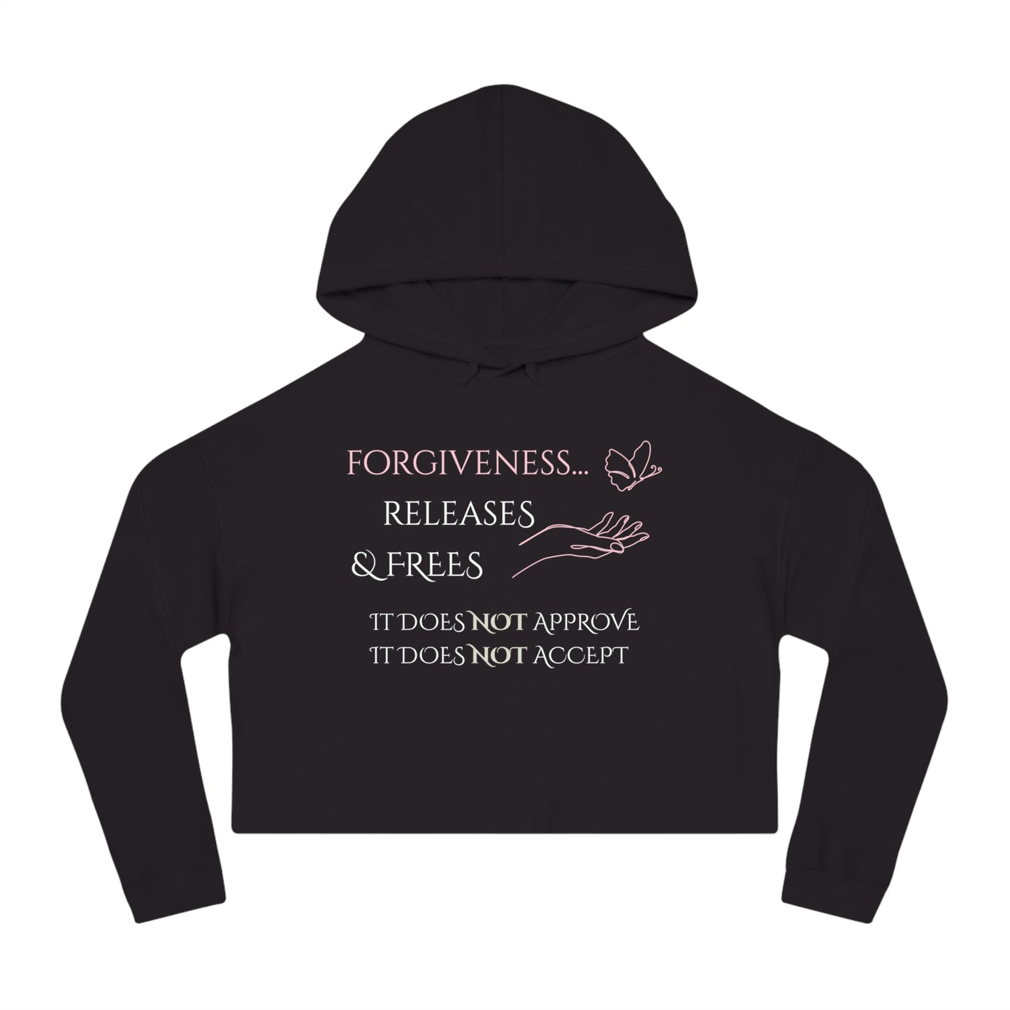 Women’s Cropped Hooded Sweatshirt | Forgiveness (Front print)
