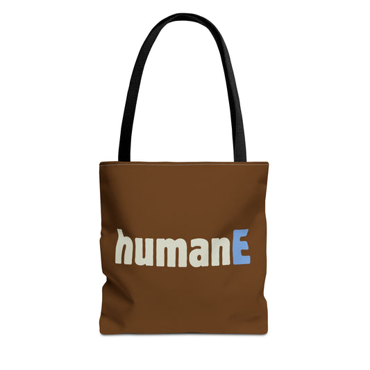 Tote Bag (Brown) | humanE | Design for Book Lovers, Students, Teachers, Gifts, Everyday Use