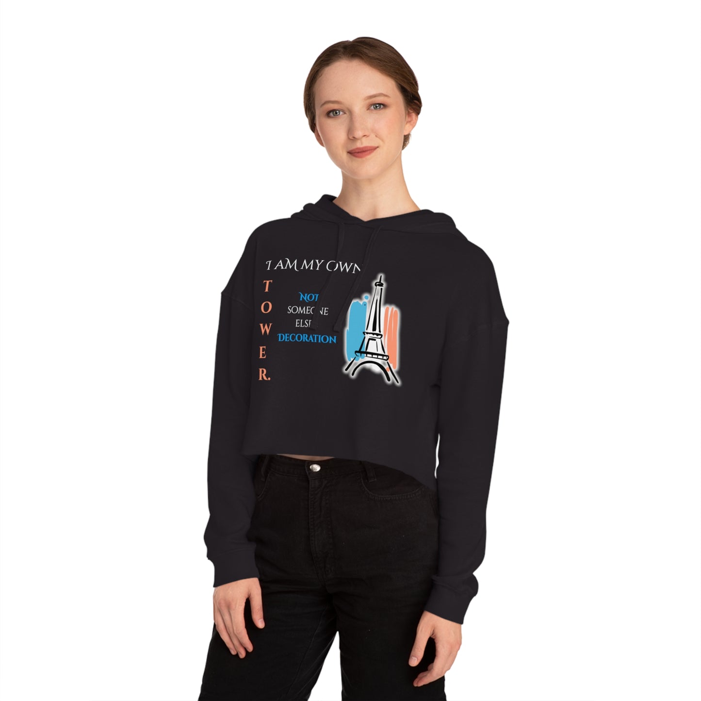 Women’s Cropped Hooded Sweatshirt | Tower (Front print)