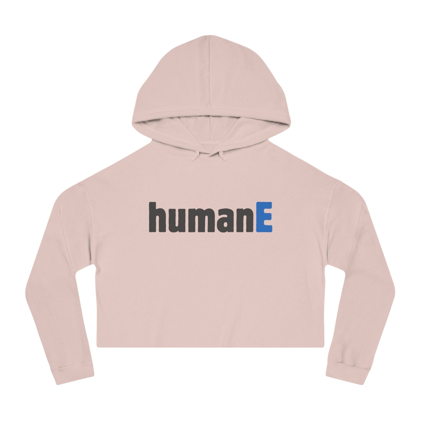Women’s Cropped Hooded Sweatshirt | humanE (front print)