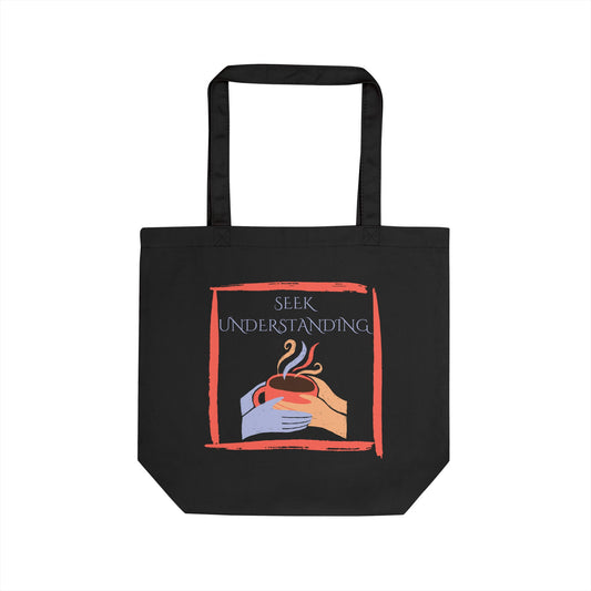 Eco-Friendly Tote Bag (Natural & Black) - Understanding | Reusable Shopping Bag, Beach Bag, Gift Bag, Grocery Tote