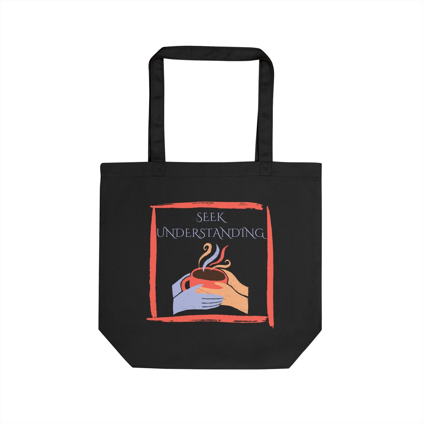 Eco-Friendly Tote Bag (Natural & Black) - Understanding | Reusable Shopping Bag, Beach Bag, Gift Bag, Grocery Tote