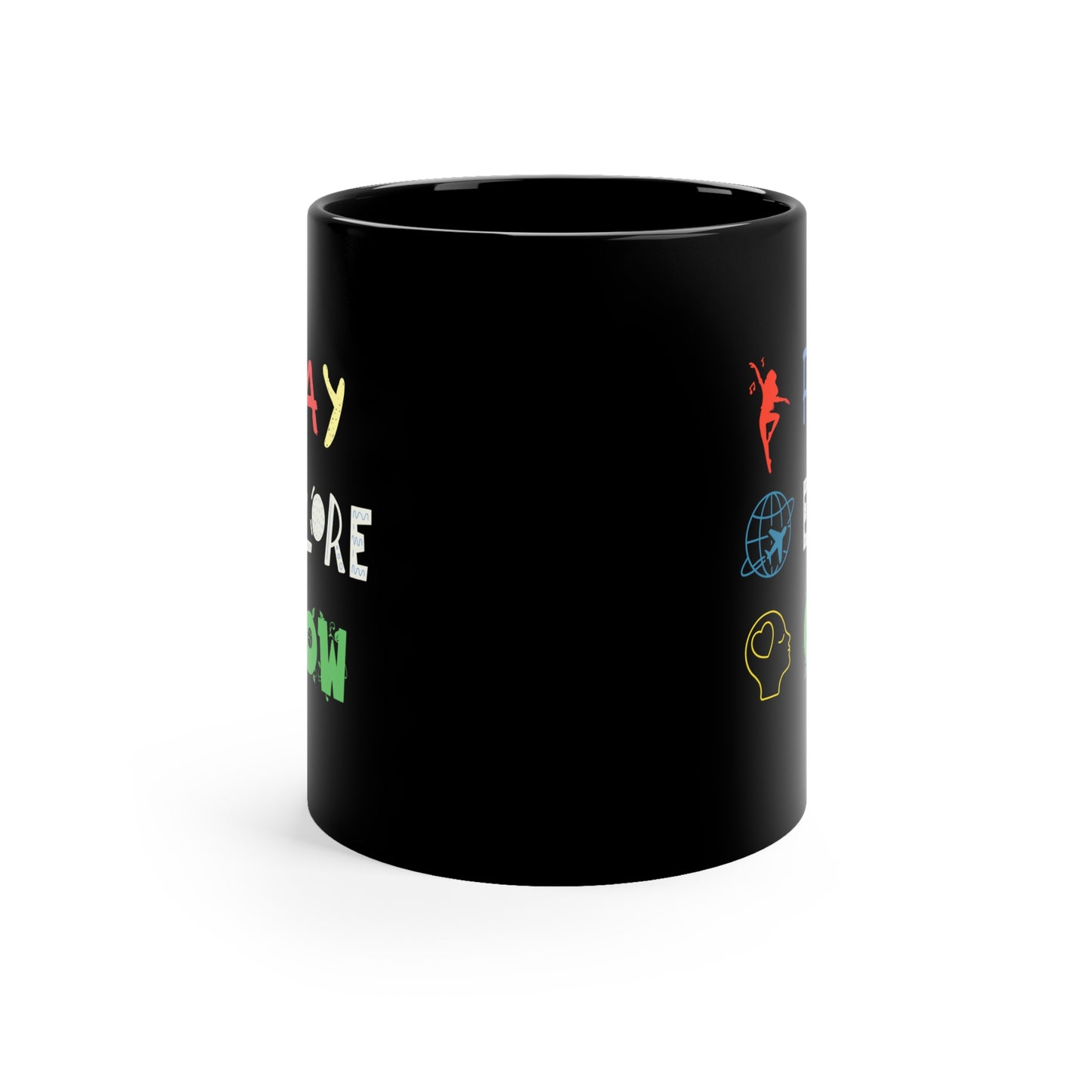 Black Coffee Mug, 11oz, both sides | Play Explore Grow