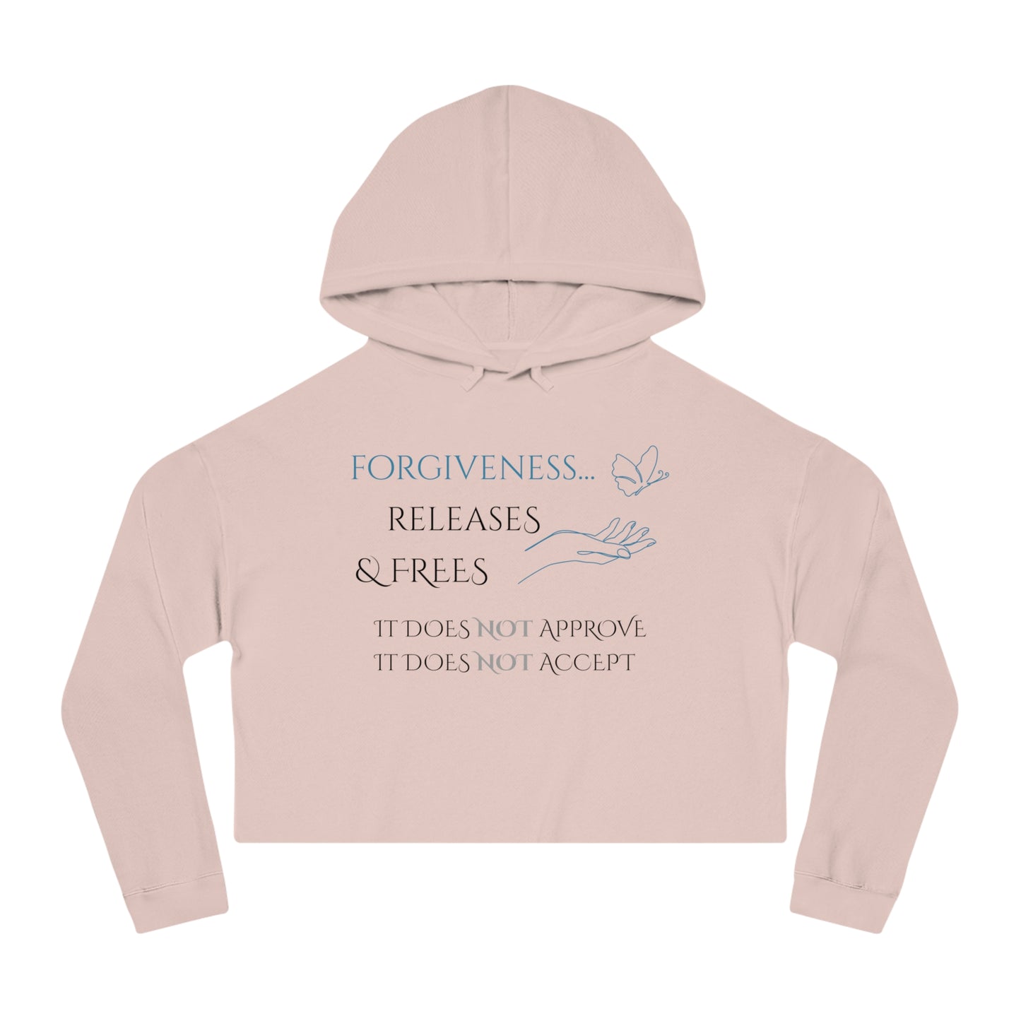 Women’s Cropped Hooded Sweatshirt | Forgiveness (Front print)