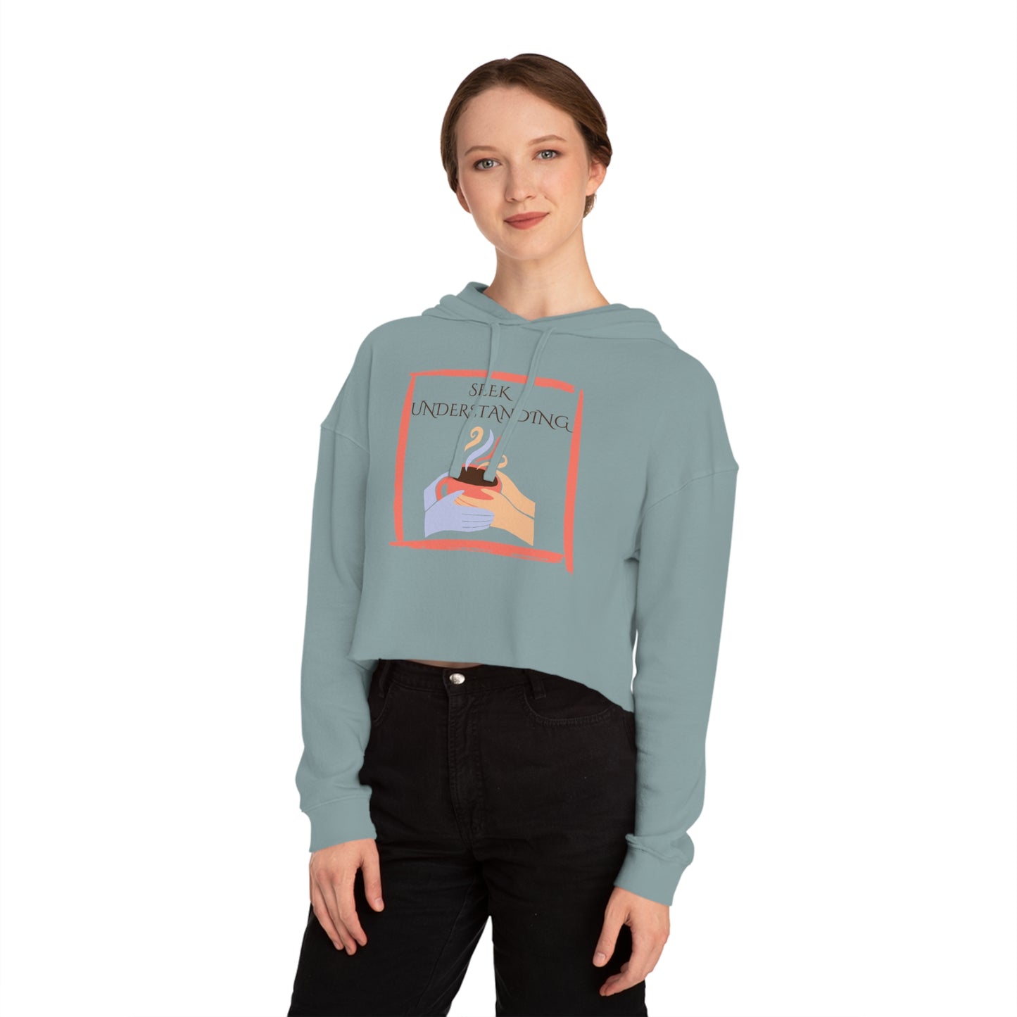 Women’s Cropped Hooded Sweatshirt | Understanding (Front print)