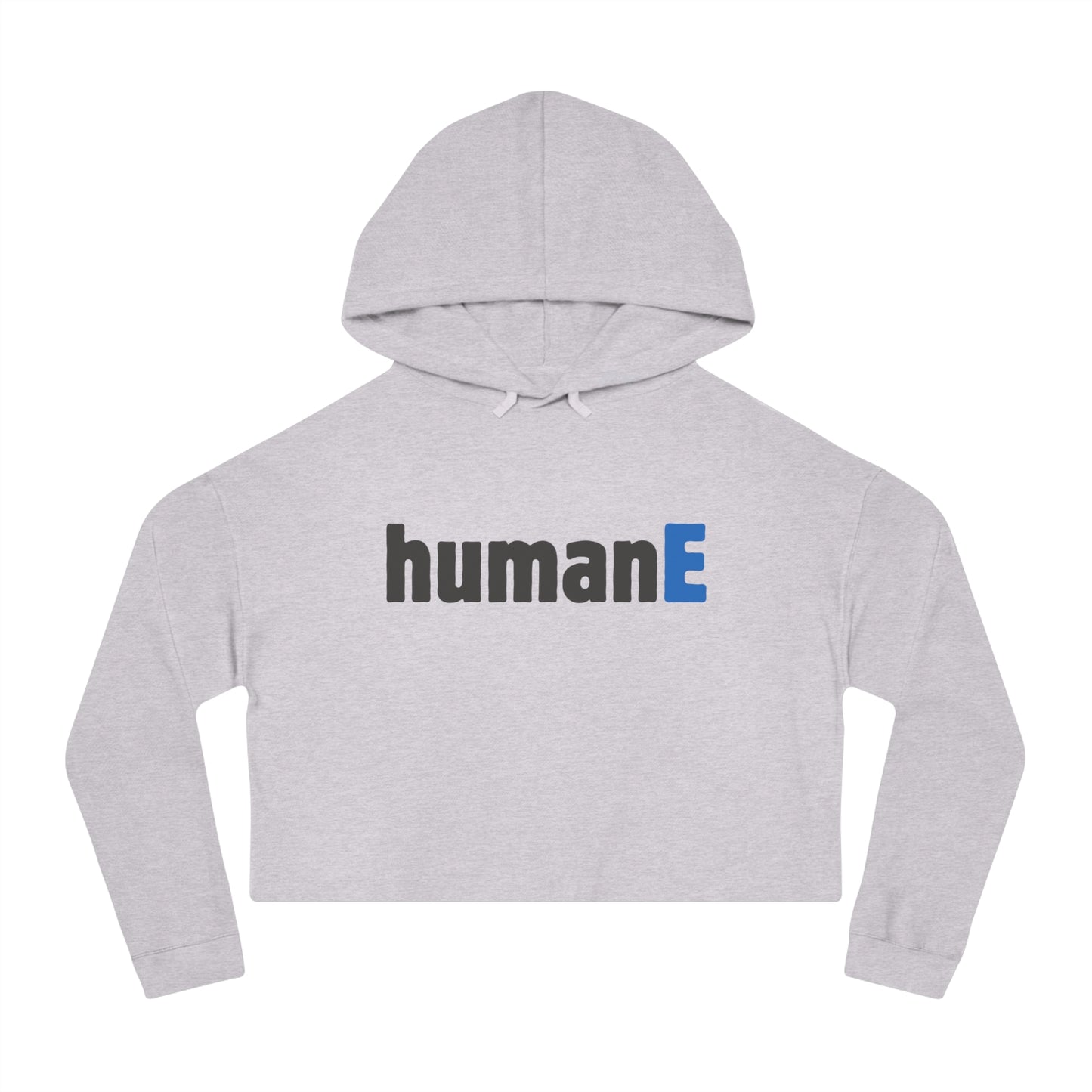 Women’s Cropped Hooded Sweatshirt | humanE (front print)
