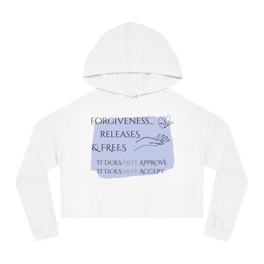 Women’s Cropped Hooded Sweatshirt | Forgiveness (Front print)
