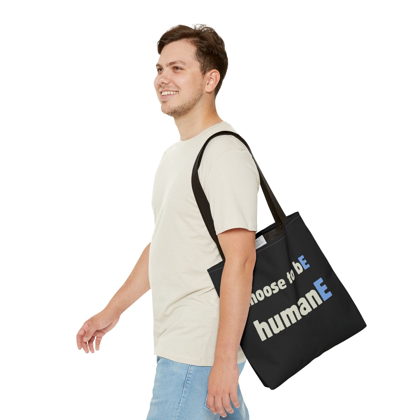 Tote Bag (Black) | Choose to bE humanE | Design for Book Lovers, Students, Teachers, Gifts, Everyday Use