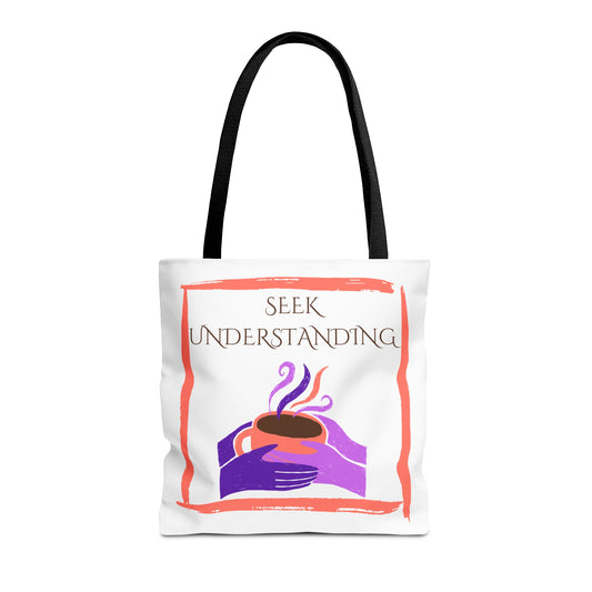 Tote Bag (White) | Understanding | Design for Book Lovers, Students, Teachers, Gifts, Everyday Use
