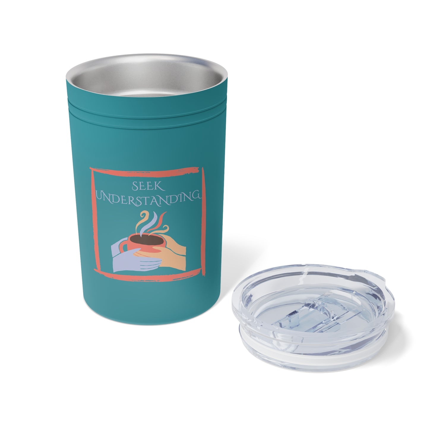 Tumbler (white, grey, turquoise) - Insulated Cup for Travel, Gifts, School, Adventurous, Inspirational, Outdoor Fun | Understanding