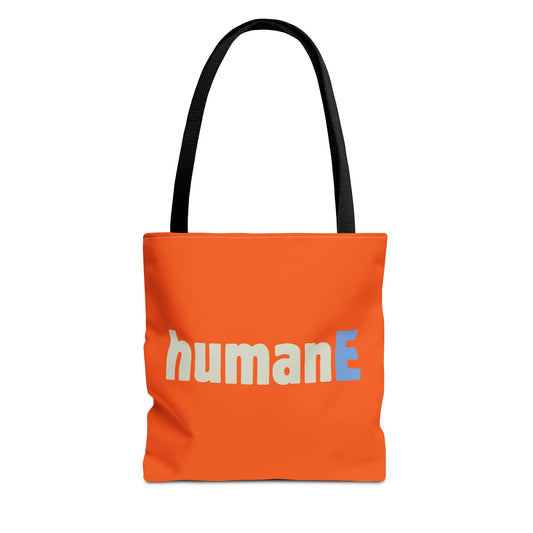 Tote Bag (Orange) | humanE | Design for Book Lovers, Students, Teachers, Gifts, Everyday Use