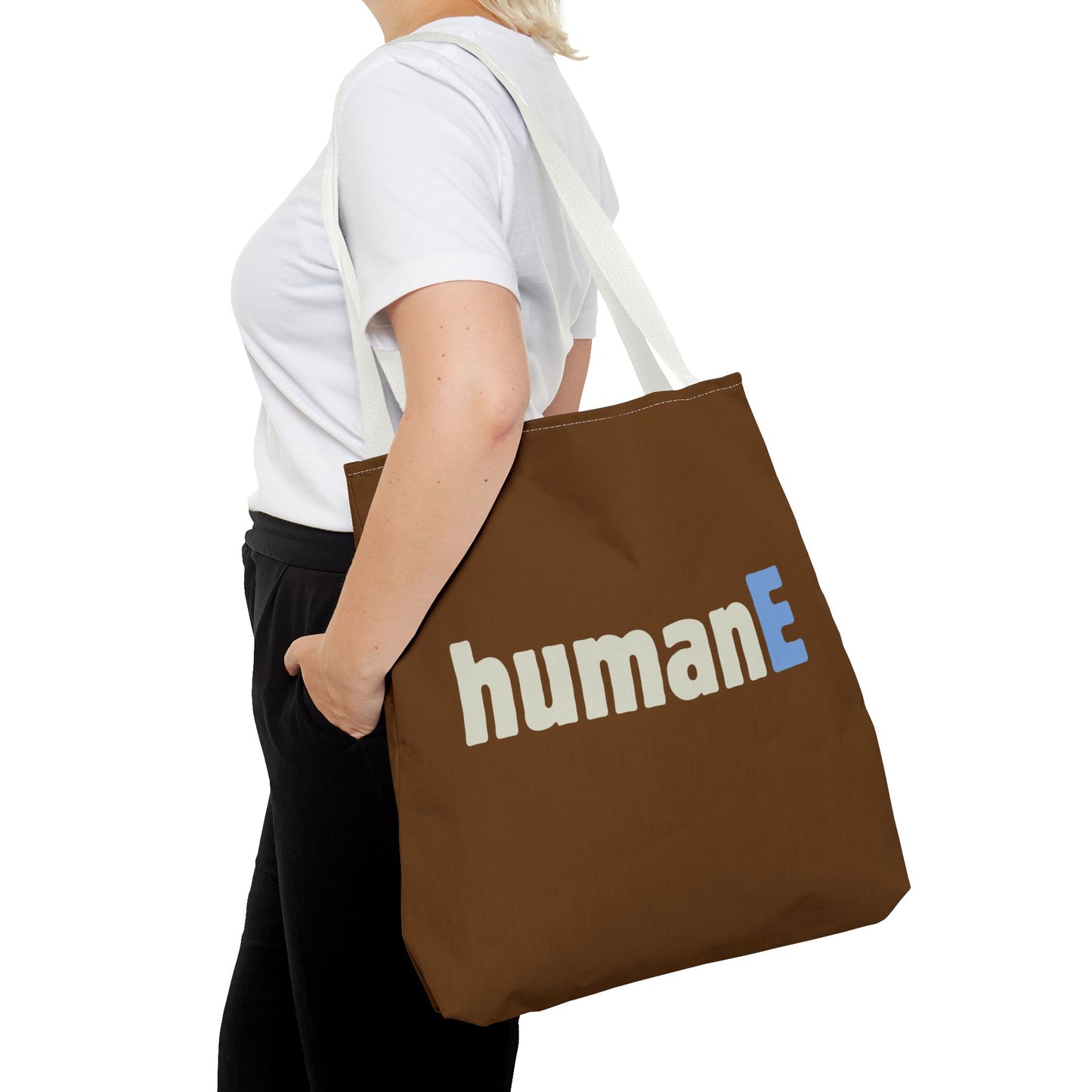 Tote Bag (Brown) | humanE | Design for Book Lovers, Students, Teachers, Gifts, Everyday Use