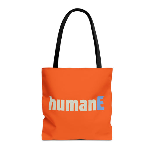 Tote Bag (Orange) | humanE | Design for Book Lovers, Students, Teachers, Gifts, Everyday Use