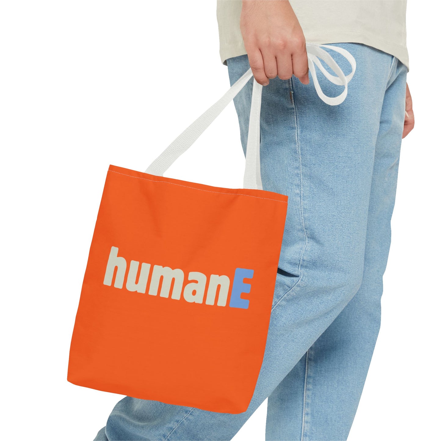 Tote Bag (Orange) | humanE | Design for Book Lovers, Students, Teachers, Gifts, Everyday Use
