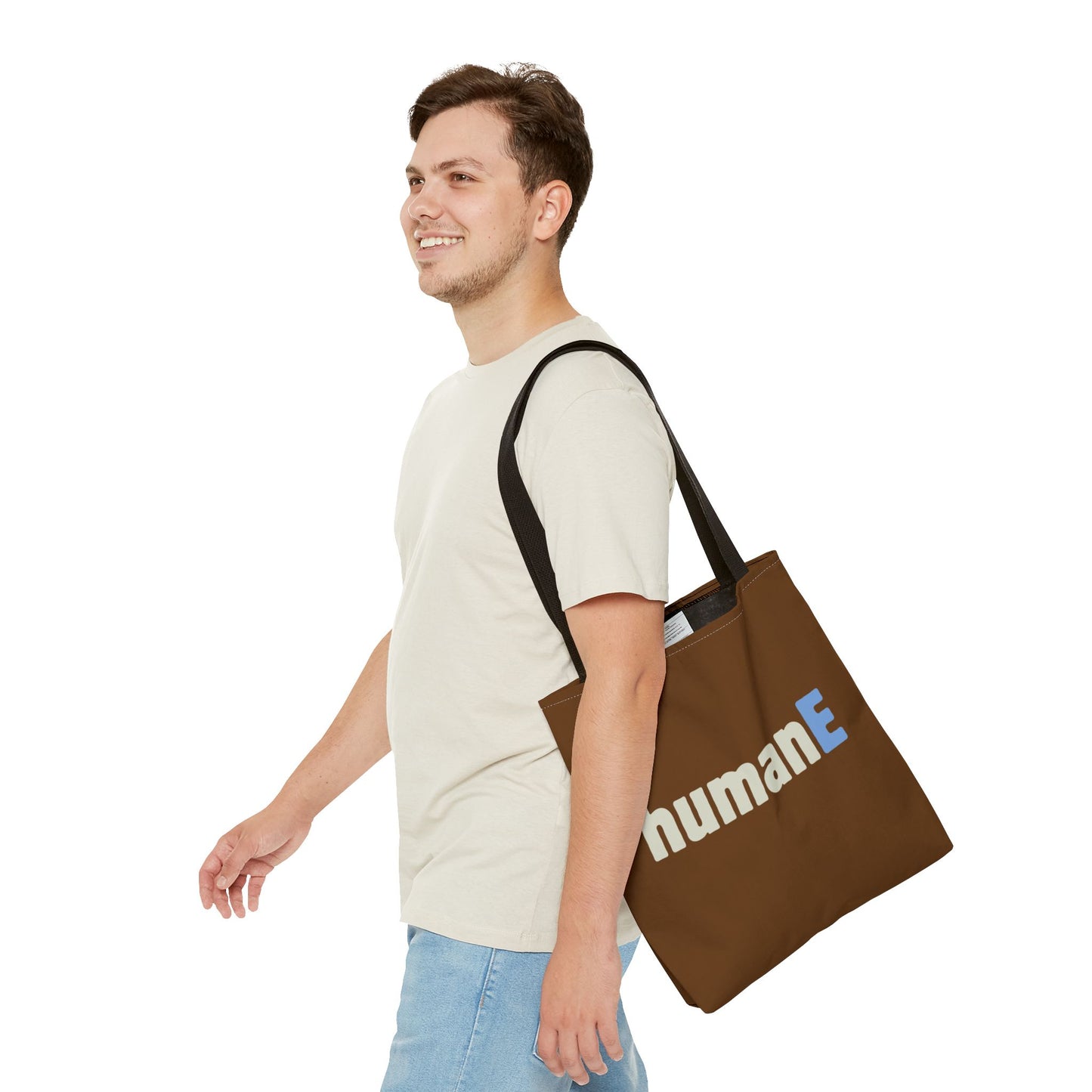 Tote Bag (Brown) | humanE | Design for Book Lovers, Students, Teachers, Gifts, Everyday Use