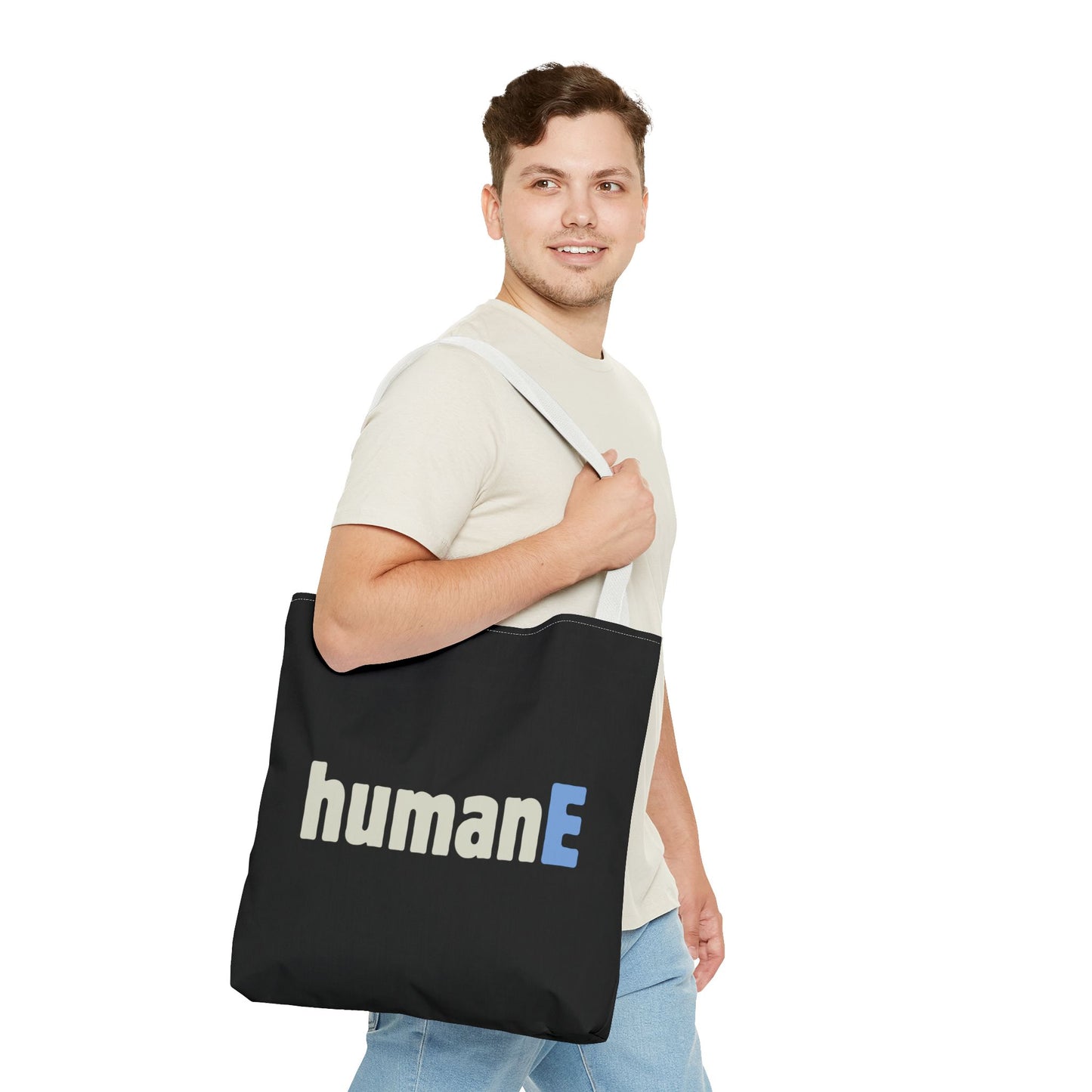 Tote Bag (Black) | humanE | Design for Book Lovers, Students, Teachers, Gifts, Everyday Use