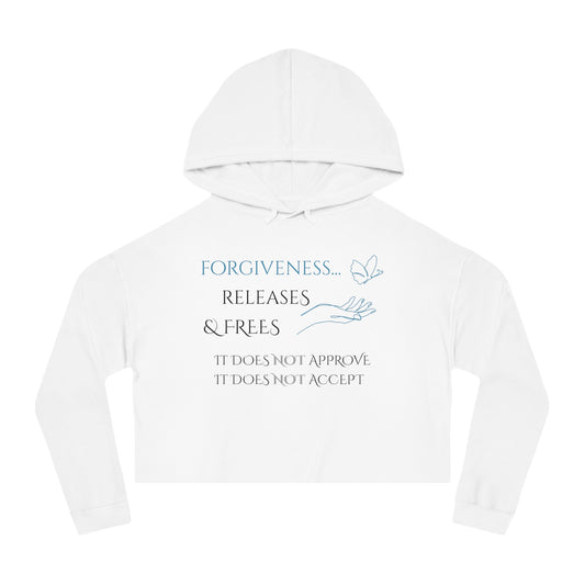 Women’s Cropped Hooded Sweatshirt | Forgiveness (Front print)