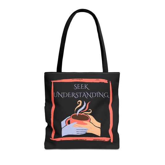 Tote Bag (Black) | Understanding | Design for Book Lovers, Students, Teachers, Gifts, Everyday Use
