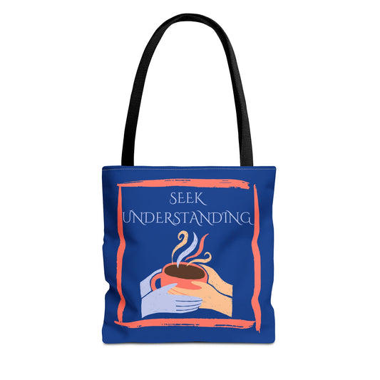 Tote Bag (Blue) | Understanding | Design for Book Lovers, Students, Teachers, Gifts, Everyday Use