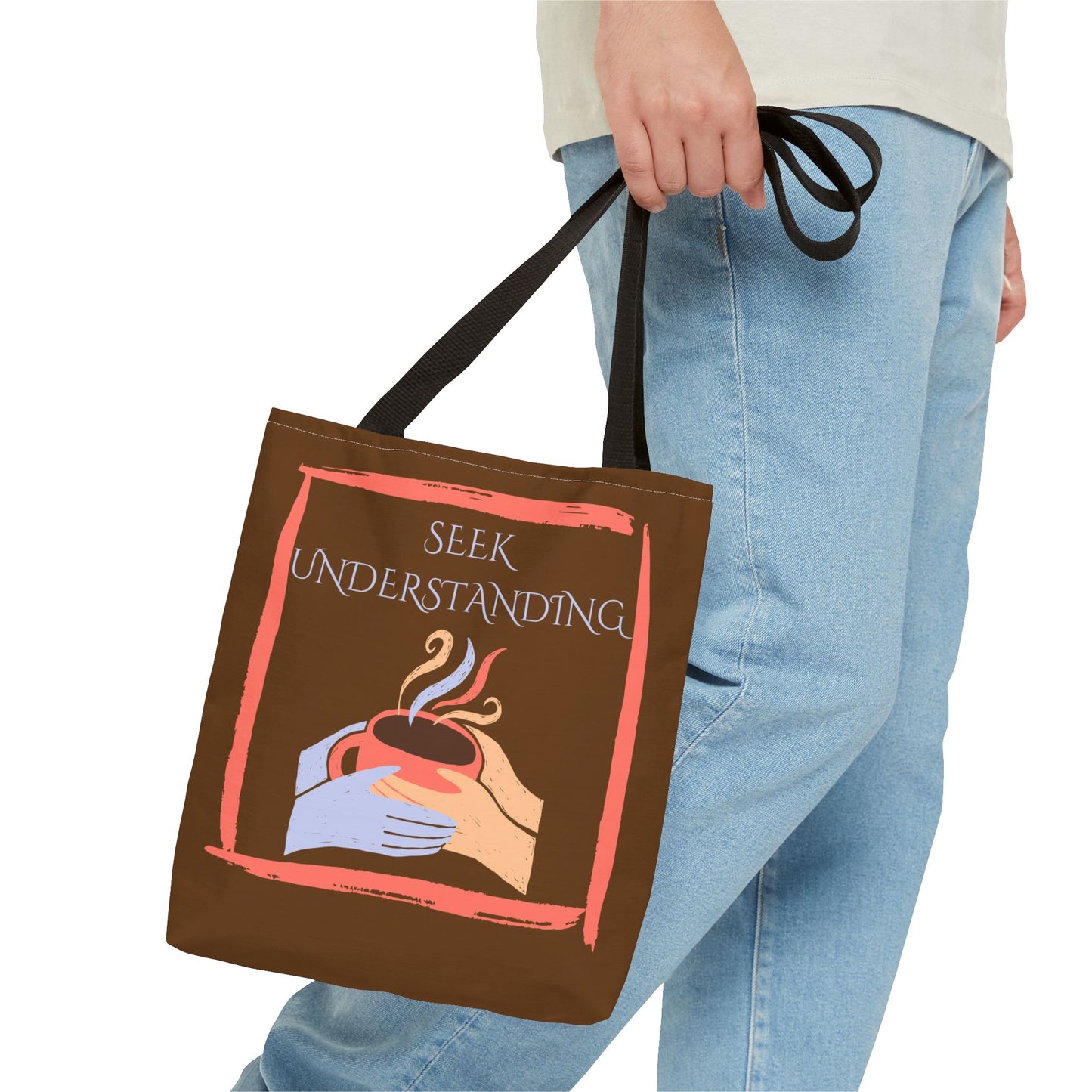 Tote Bag (Brown) | Understanding | Design for Book Lovers, Students, Teachers, Gifts, Everyday Use