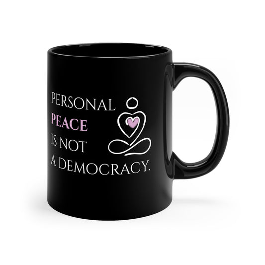 Black Coffee Mug, 11oz, both sides | Peace