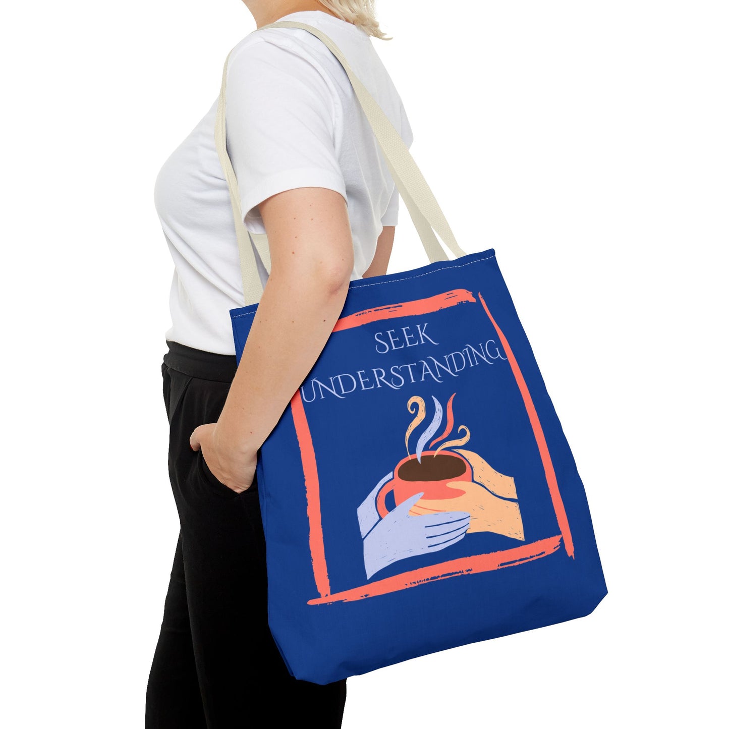Tote Bag (Blue) | Understanding | Design for Book Lovers, Students, Teachers, Gifts, Everyday Use