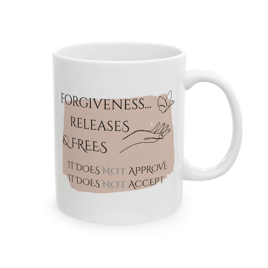 Ceramic Mug, 11oz, both sides, Tan | Forgiveness