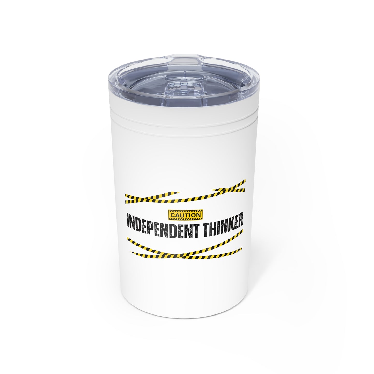 Tumbler (white, grey) - Insulated Cup for Travel, Gifts, School, Adventurous, Inspirational, Outdoor Fun | Independent Thinker
