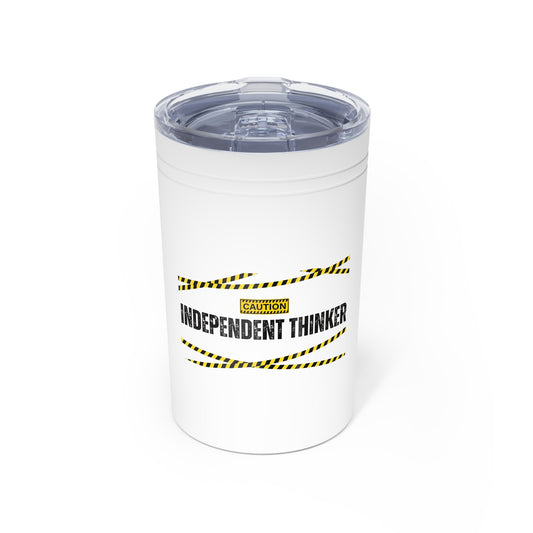 Tumbler (white, grey) - Insulated Cup for Travel, Gifts, School, Adventurous, Inspirational, Outdoor Fun | Independent Thinker